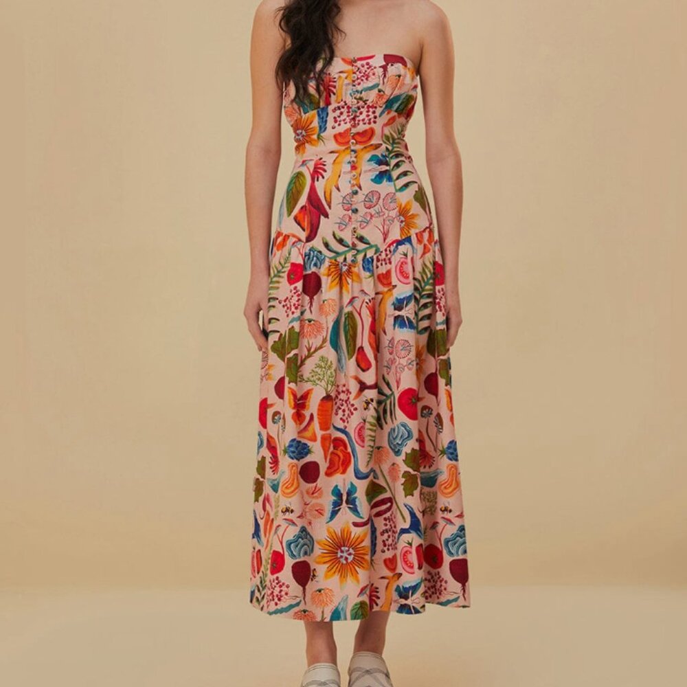 Farm Rio Bright Farm Strapless Maxi Dress - Size XS
